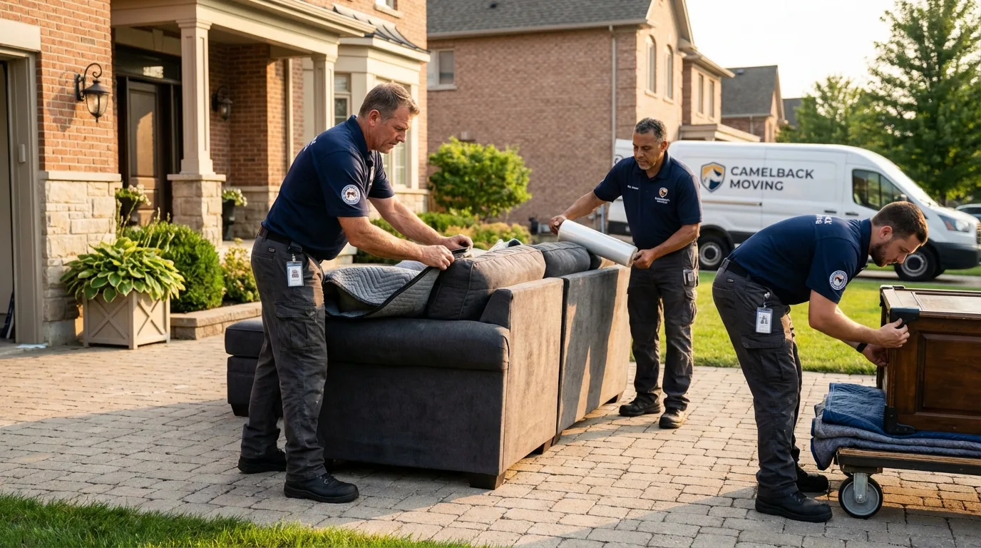 Large estate moving crew wrapping furniture in Matamoras, PA