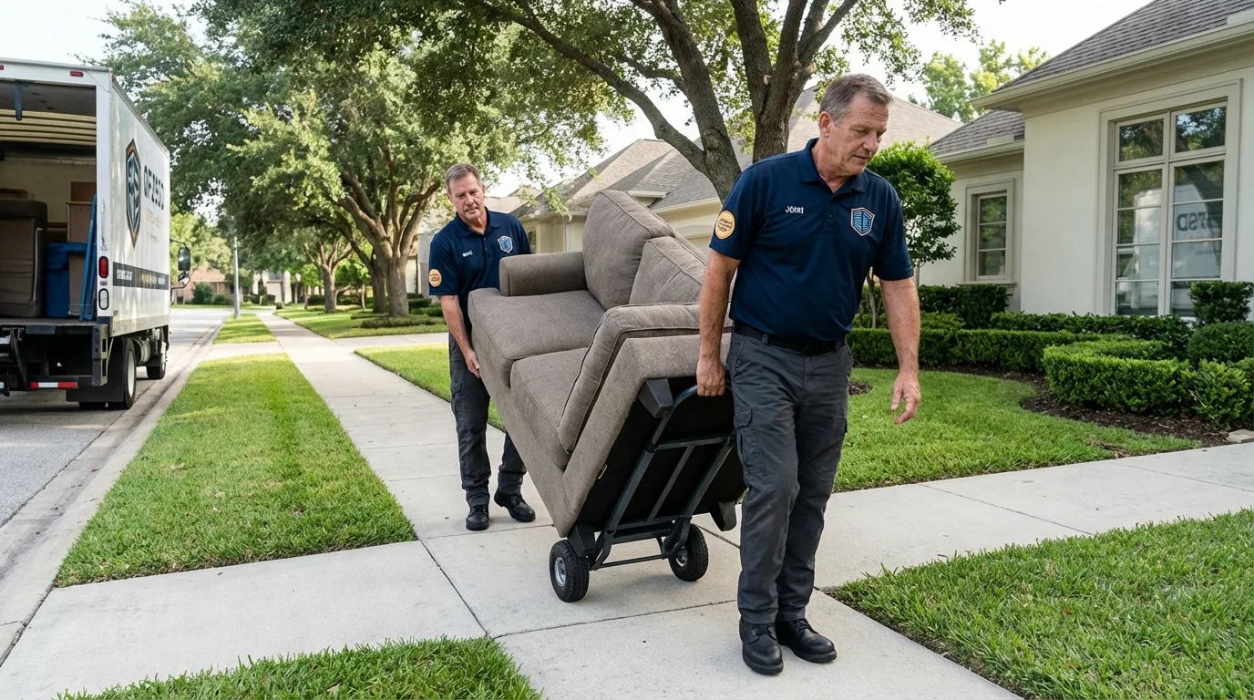 Local residential moving crew loading furniture in Matamoras, PA